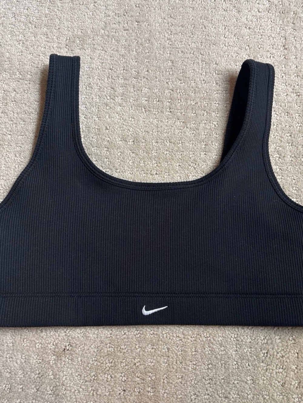Nike Alate Black Ribbed Sports Bra with White Logo - Women's Intimates